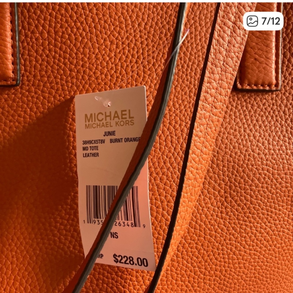 Michael Kors Orange Leather Tote Bag - Picture 3 of 10
